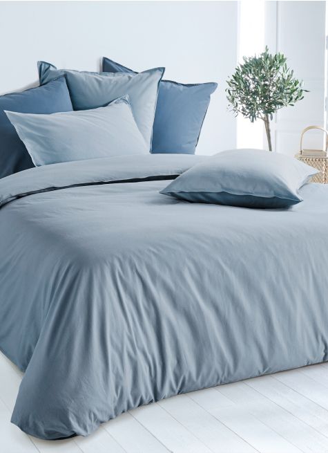 HOUSSE DE COUETTE UNIE EN COTON LAVÉ BIO