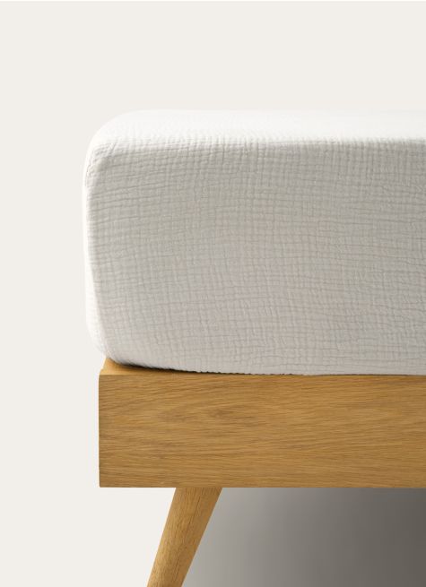 DRAP HOUSSE UNI EN TRIPLE GAZE DE COTON LAV&Eacute;