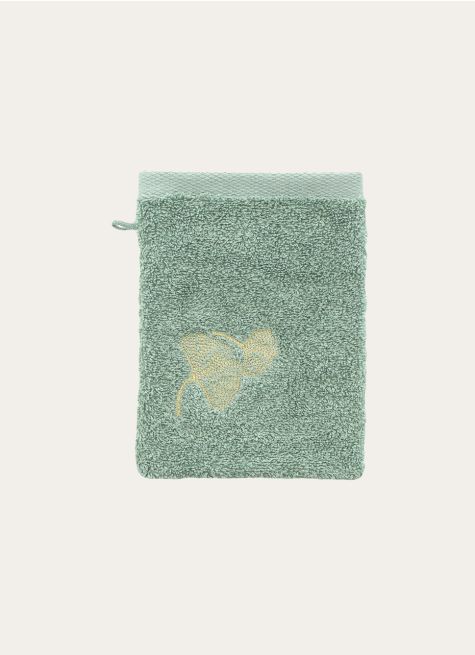 GANT DE TOILETTE COTON FEUILLE GINKGO BRODÉE 500GR
