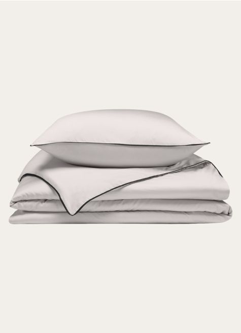 HOUSSE DE COUETTE EN SATIN DE COTON PASSEPOIL NOIR