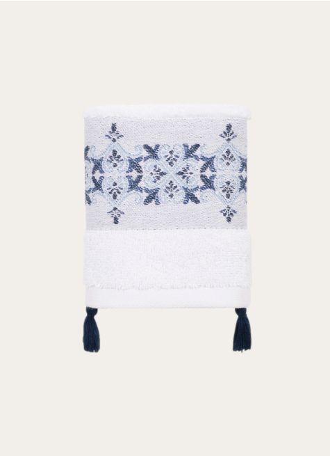 SERVIETTE INVITÉ EN COTON LITEAU ET POMPONS 500GR