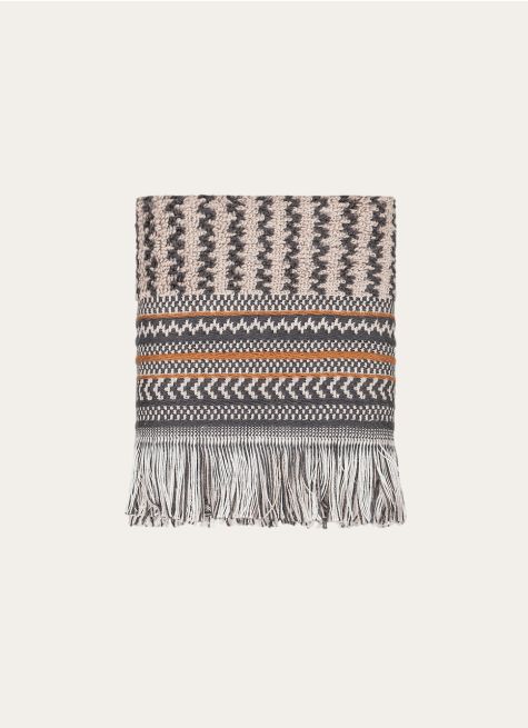 SERVIETTE INVITÉ COTON JACQUARD RAYÉ FRANGES 500GR