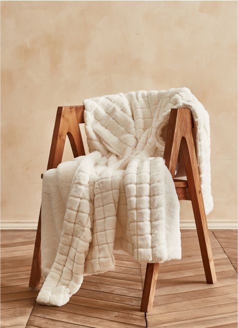 PLAID EN FAUSSE FOURRURE À CARREAUX