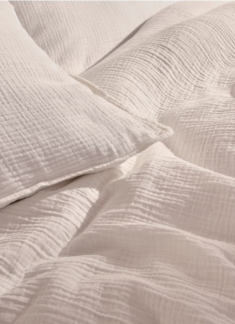 LOT DE 2 TAIES D'OREILLER DOUBLE GAZE DE COTON