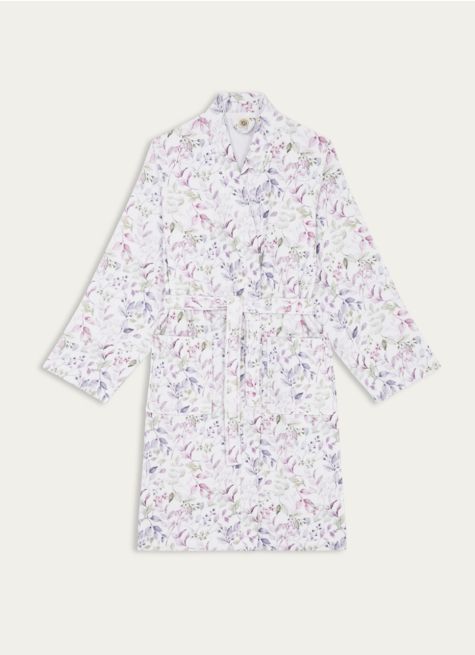 PEIGNOIR FORME KIMONO EN VELOURS IMPRIMÉ