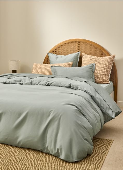 HOUSSE DE COUETTE EN SATIN DE COTON PEIGNÉ UNI