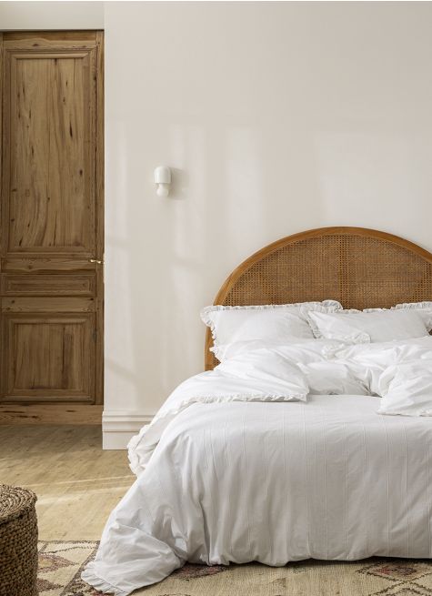 HOUSSE DE COUETTE COTON BLANC FANTAISIE RAYURES