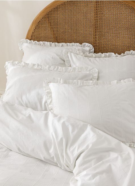 HOUSSE DE COUETTE COTON BLANC FANTAISIE RAYURES