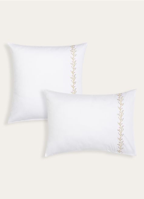 LOT DE 2 TAIES D’OREILLER SATIN BRODÉ