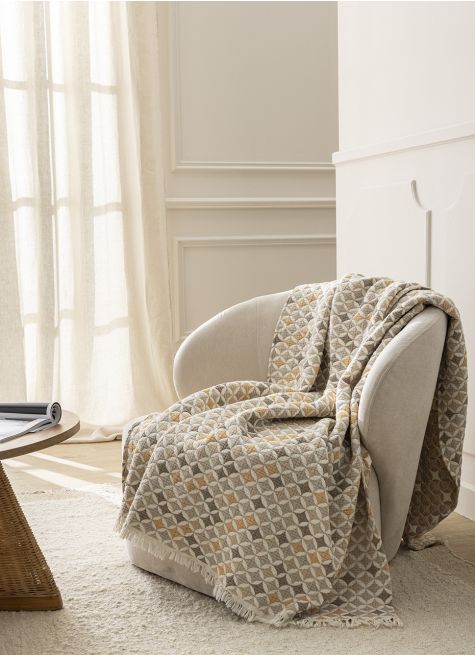PLAID MATELASSÉ GAZE DE COTON JACQUARD