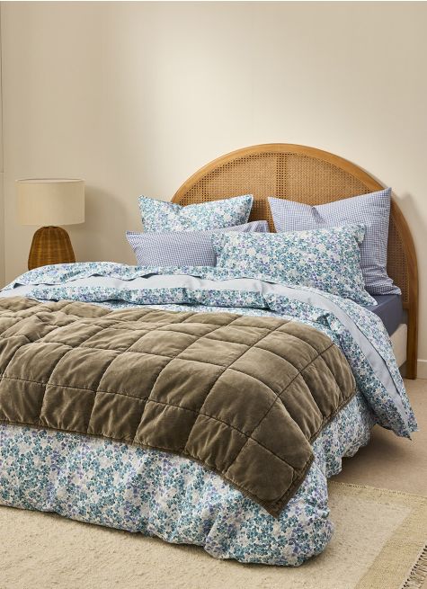 BOUT DE LIT ÉDREDON MATELASSÉ EN VELOURS LAVÉ