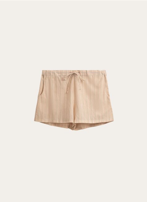 SHORT EN VOILE DE COTON IMPRIMÉ FINES RAYURES