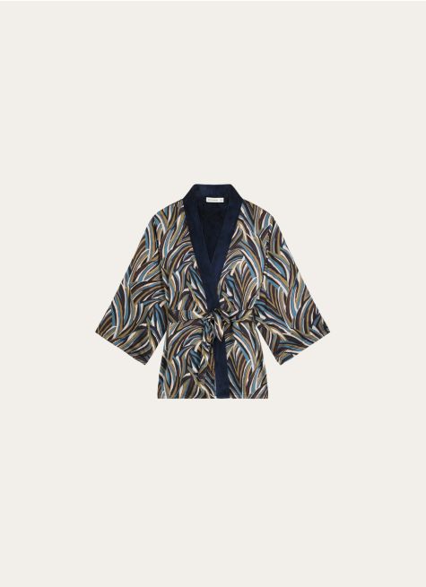 PEIGNOIR KIMONO DOUBLE VELOURS IMPRIMÉ ARABESQUES