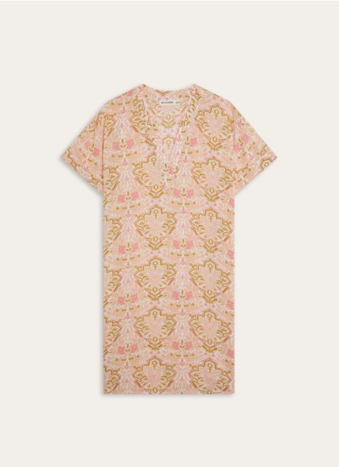 CHEMISE DE NUIT COL V IMPRIMÉ FLORAL INDIEN