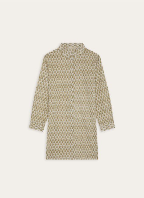 CHEMISE DE NUIT MANCHES LONGUES EN VOILE DE COTON 