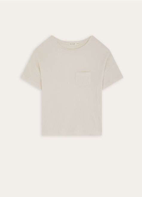 TOP MANCHES COURTES EN MAILLE NID D'ABEILLE