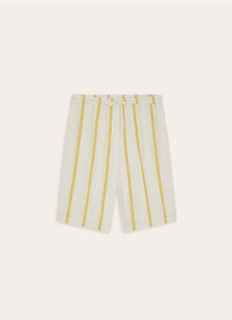 SHORT LONG EN VISCOSE ET RAYURE BRODÉE