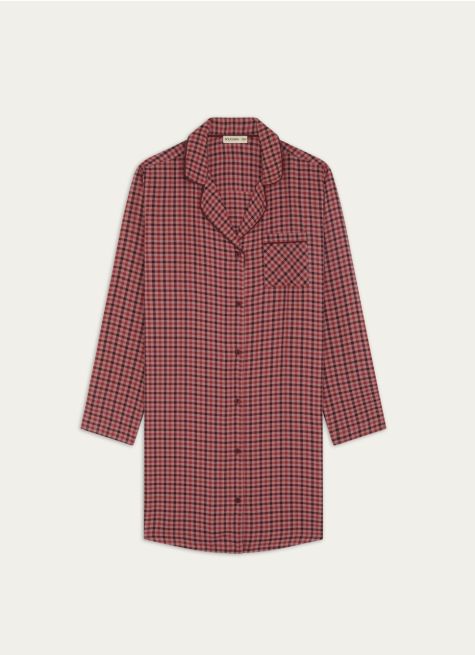 CHEMISE DE NUIT À CARREAUX MANCHES LONGUES