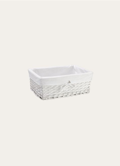 PANIER EN OSIER ET LIN - MOYEN FORMAT