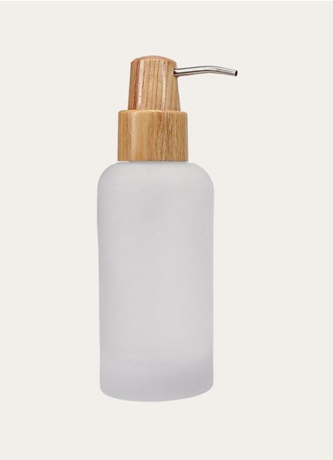 DISTRIBUTEUR DE SAVON EN VERRE EFFET MAT ET BOIS