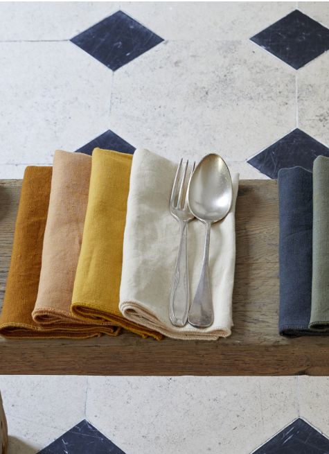 SERVIETTE DE TABLE EN COTON ET LIN BOURDON COLORÉ