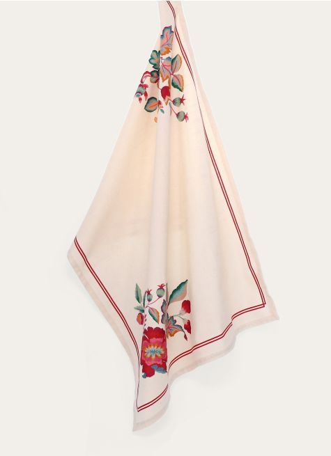 TORCHON EN COTON FLAMMÉ IMPRIMÉ FLEURI