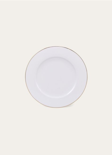ASSIETTE PLATE EN PORCELAINE AVEC LISERÉ DORÉ