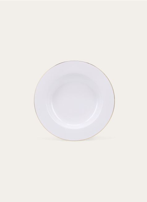 ASSIETTE CREUSE EN PORCELAINE AVEC LISERÉ DORÉ
