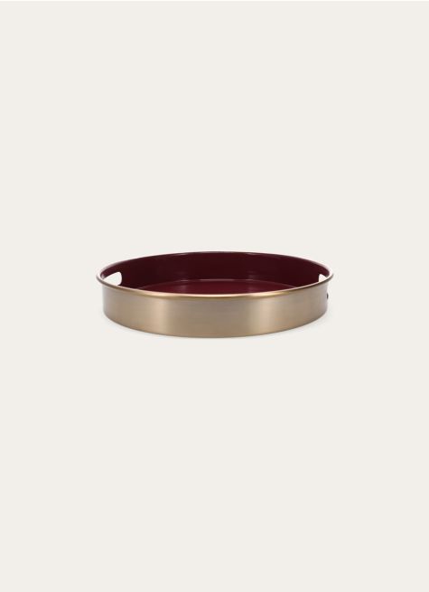 PETIT PLAT ROND MÉTAL DORÉ ET COLORÉ À L'INTÉRIEUR