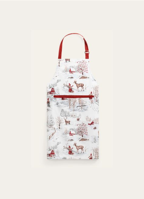 TABLIER EN COTON SCÈNES DE NOËL ENNEIGÉES