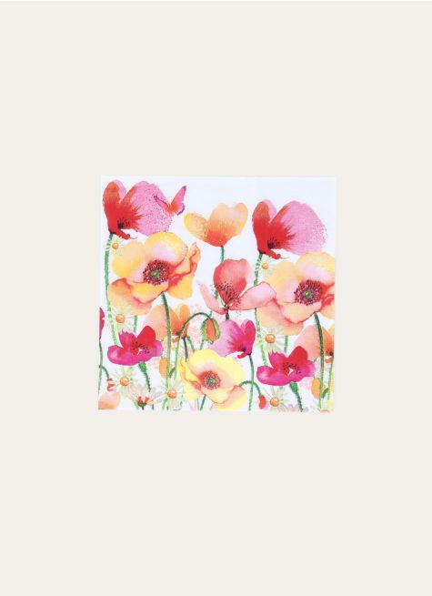 LOT DE SERVIETTES EN PAPIER FLEURS AQUARELLÉES