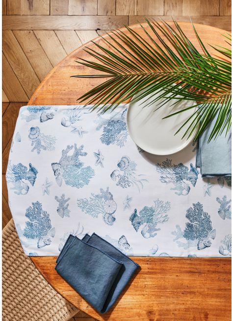 CHEMIN DE TABLE ANTI TACHE COQUILLAGES