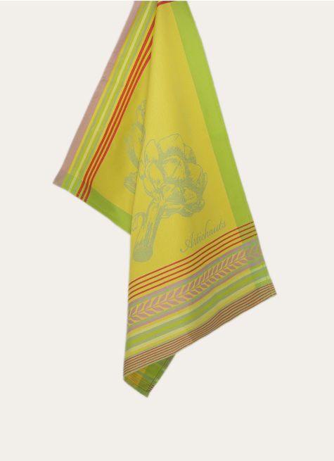 TORCHON EN JACQUARD MOTIF ARTICHAUT