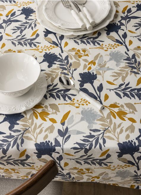 NAPPE ENDUITE EN COTON IMPRIMÉ FLEURS