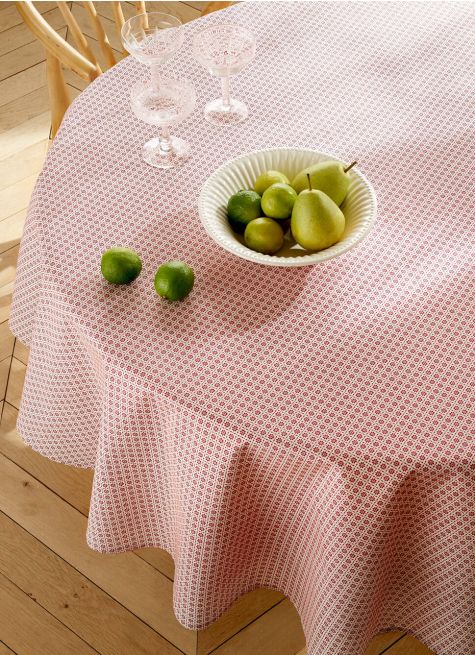 NAPPE RONDE EN COTON ENDUIT MOTIF FANTAISIE