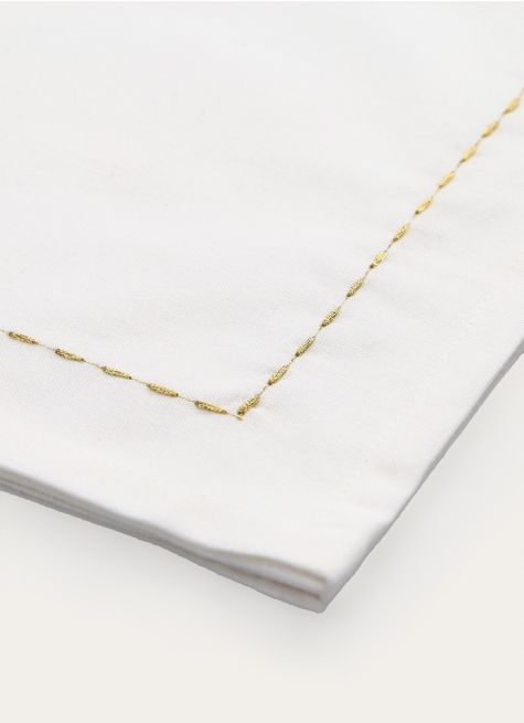 LOT DE 2 SERVIETTES DE TABLE BRODÉES FILS DORÉS