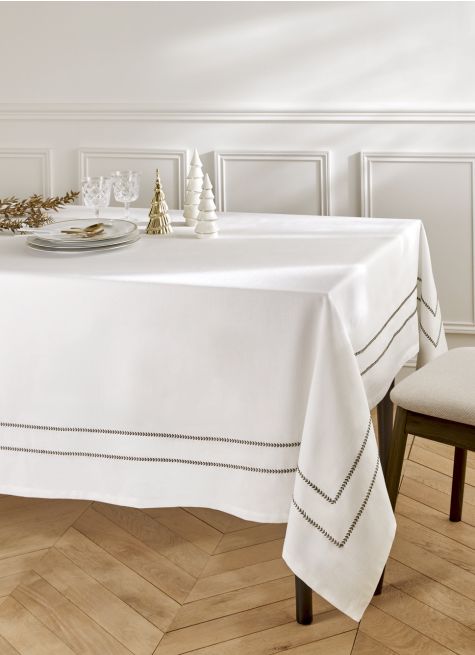 NAPPE EN COTON FLAMMÉ BRODÉE ANTI-TACHE TIBO