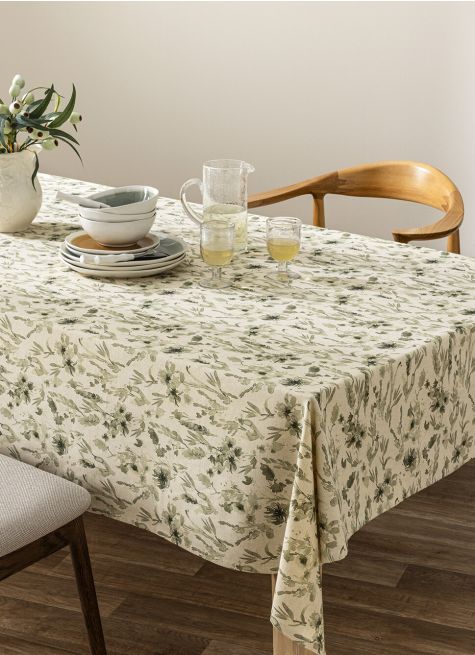 NAPPE EN COTON ET LIN IMPRIMÉE VÉGÉTATION