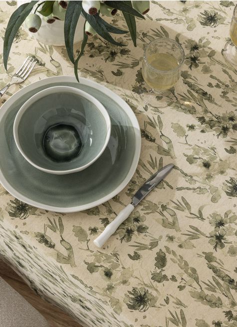 NAPPE EN COTON ET LIN IMPRIMÉE VÉGÉTATION