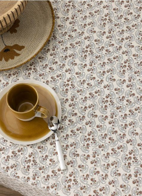 NAPPE EN TOILE DE COTON ENDUITE IMPRIMÉE FLORALE