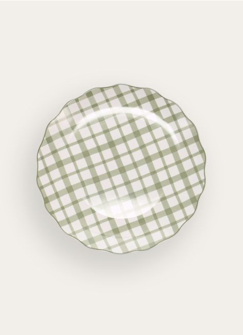 ASSIETTE À DESSERT EN PORCELAINE À RAYURES