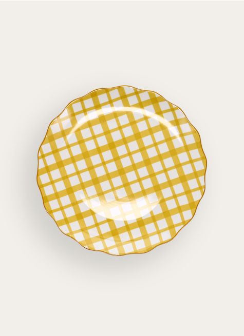 ASSIETTE À DESSERT EN PORCELAINE À RAYURES