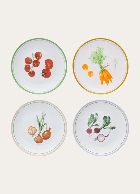 COFFRET DE 4 ASSIETTES DÉCOR LÉGUMES