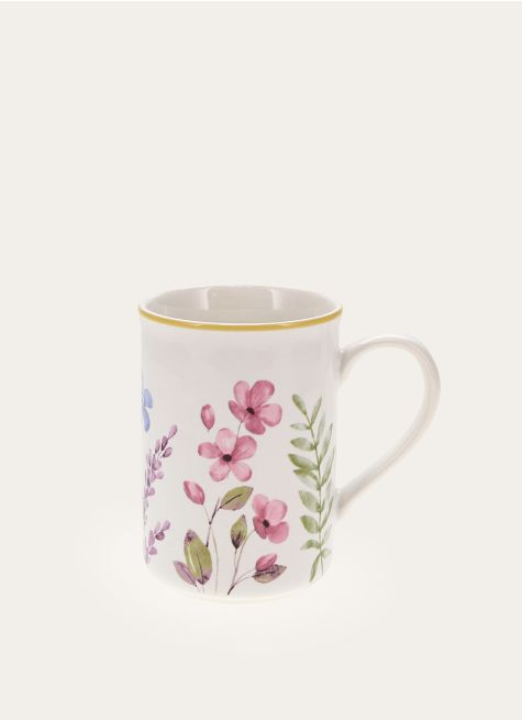 GOBELET EN GRÈS DÉCOR FLORAL