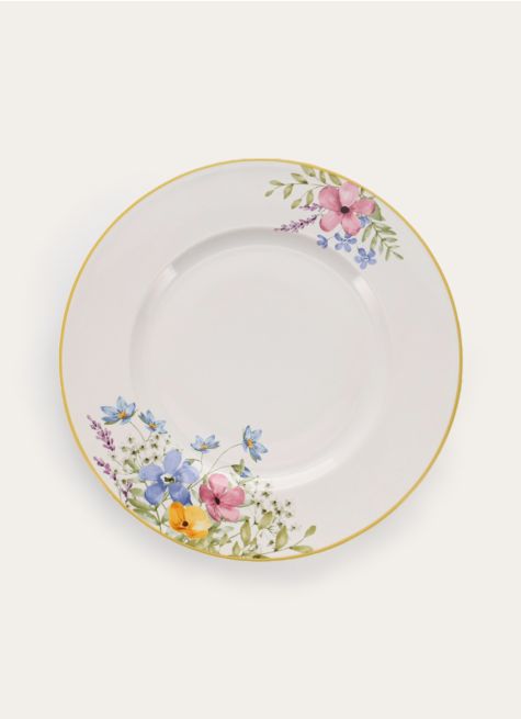 ASSIETTE PLATE EN GRÈS DÉCOR FLORAL