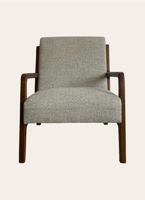 FAUTEUIL EN BOIS AVEC ASSISE EN TISSU