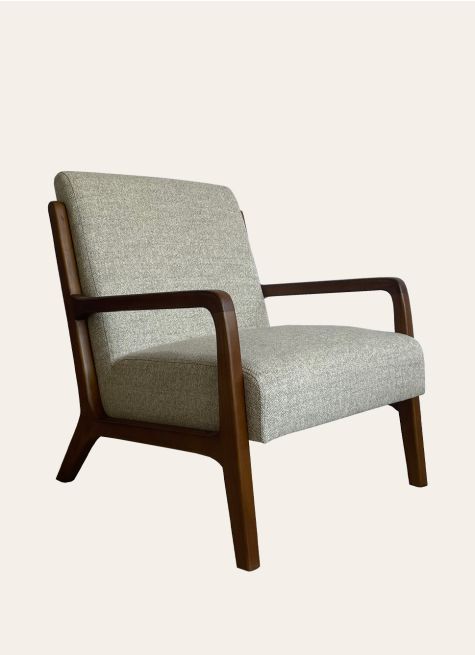 FAUTEUIL EN BOIS AVEC ASSISE EN TISSU