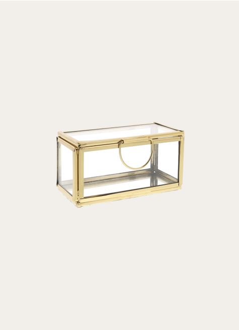 BOÎTE EN VERRE ET ACIER DORÉ PETIT FORMAT