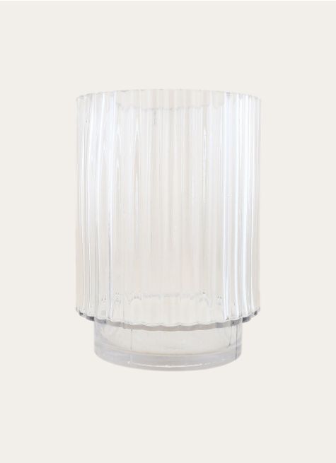 VASE CYLINDRIQUE EN VERRE STRIÉ