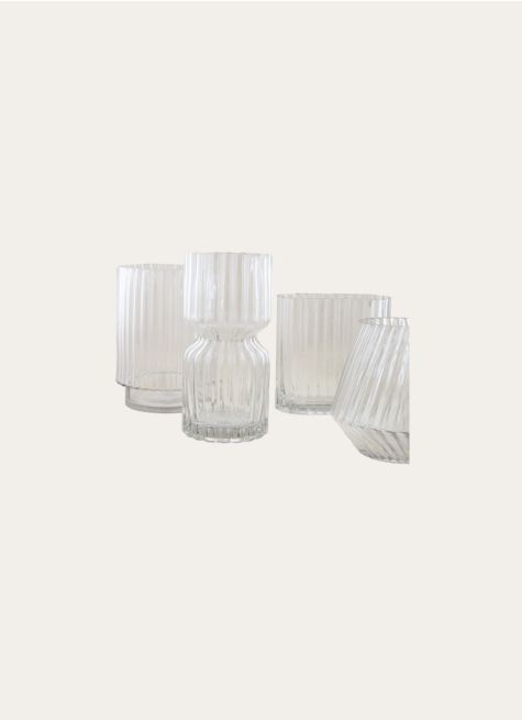 VASE CYLINDRIQUE EN VERRE STRIÉ